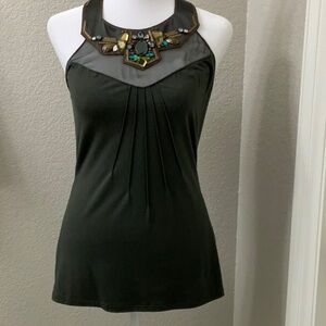 Karen Millen Black Embellished Sleeveless Tank Top